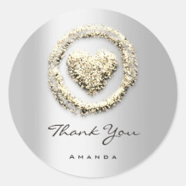 名感謝してい前Sweet 16thバラハートグレー金ゴールド ラウンドシール