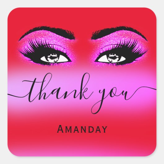 名感謝してい名ホットピンクレッドブティックショップロゴ スクエアシール (正面)
