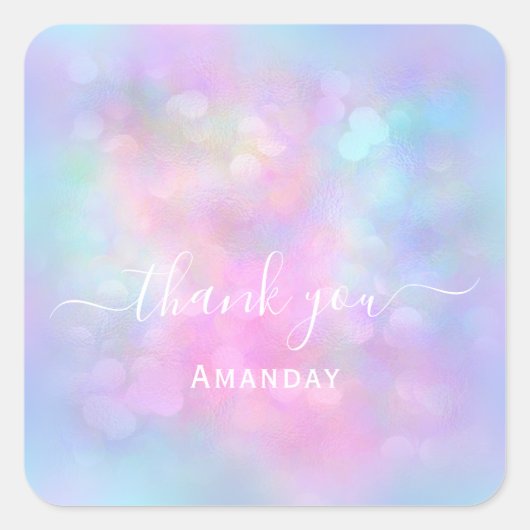 名感謝してい自筆画スウィート16thブルーピンクユニコーン スクエアシール (正面)