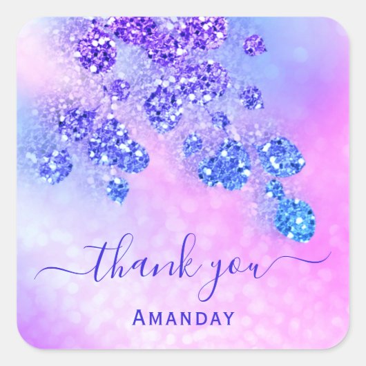 名感謝してい自筆証書ピンクブライダルブルー王室のコバルト スクエアシール (正面)