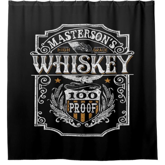 名旧パーソナライズされたウエストウイスキー醸造バー シャワーカーテン (正面)