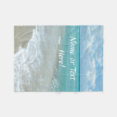 名景パーソナライズされた景アクアホワイトビーチ フリースブランケット (正面(横))