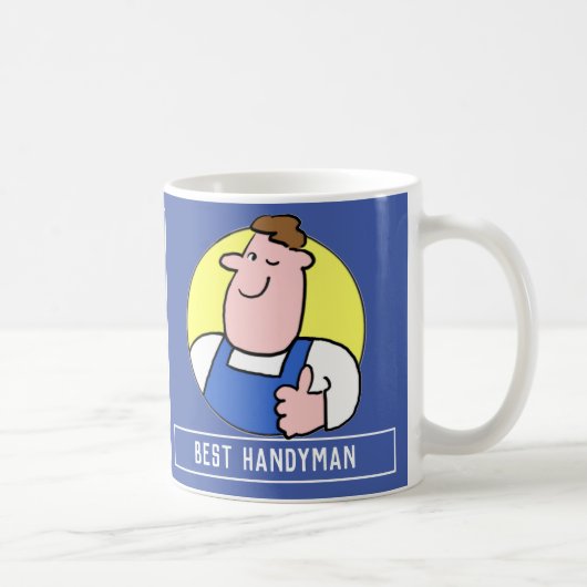 名最高の前の選択を持つHandyman Cartoon。 コーヒーマグカップ (右)