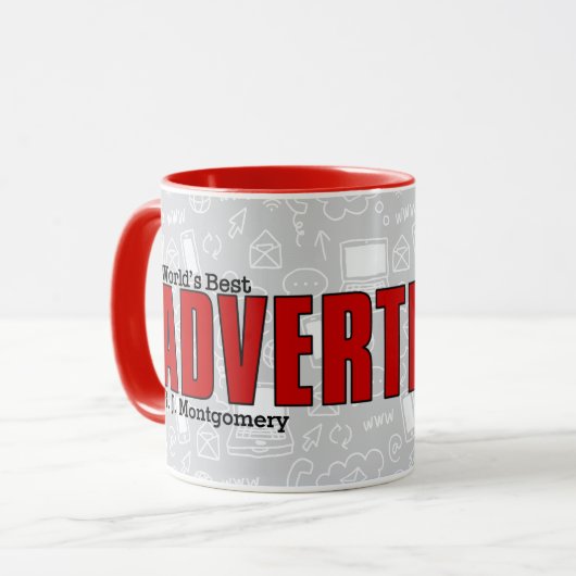 名最高の前広告付き世界おもしろいの役員 マグカップ (正面左)