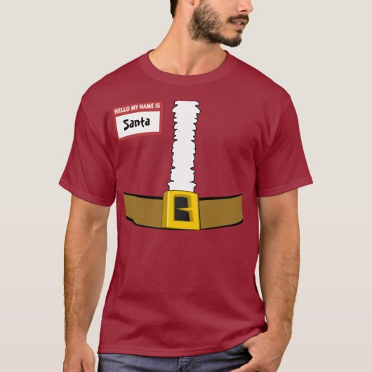 名札のサンタのスーツの腹上は私をカスタマイズ! Tシャツ (正面)