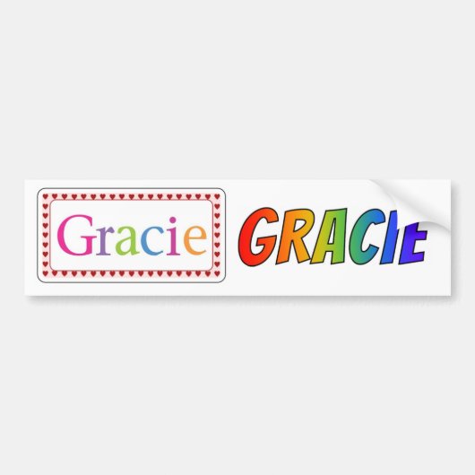 名札のGracieのステッカー バンパーステッカー (正面)