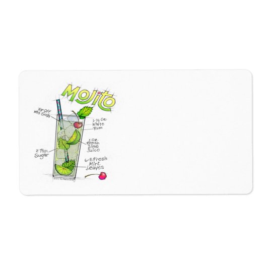 名札、ラベル – MOJITOレシピカクテルアート ラベル (正面)