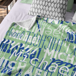 名柄セージタイポグラフィ打刻アロバー フリースブランケット