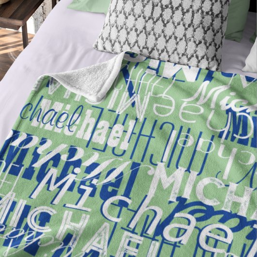名柄セージタイポグラフィ打刻アロバー フリースブランケット