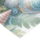 名水色花と海、貝殻、ビーチ テーブルクロス (アングル)