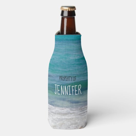 名海のカリブの財パーソナライズされた産 ボトルクーラー (ボトル正面)