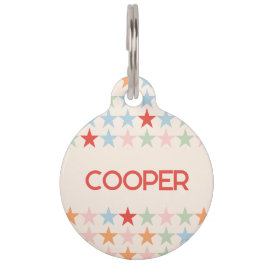 名犬と可愛いパステルスターパターン ペット　ネームタグ