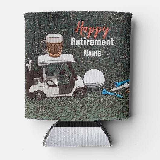 名産ビールカートゴルファーとのゴルフの幸せな退職 缶クーラー (正面)