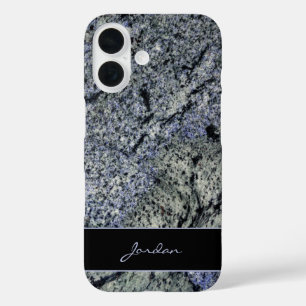 名石の青とセージ緑の磨き上げられた花崗岩 iPhone 16ケース