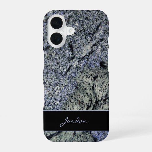 名石の青とセージ緑の磨き上げられた花崗岩 iPhone 16ケース (裏面)