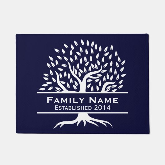 名確立されたライフツリーエレガント海軍 ドアマット (正面)