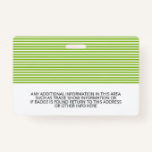 名称と会社による基本的な見本市 – ストライプ バッジ (裏面)