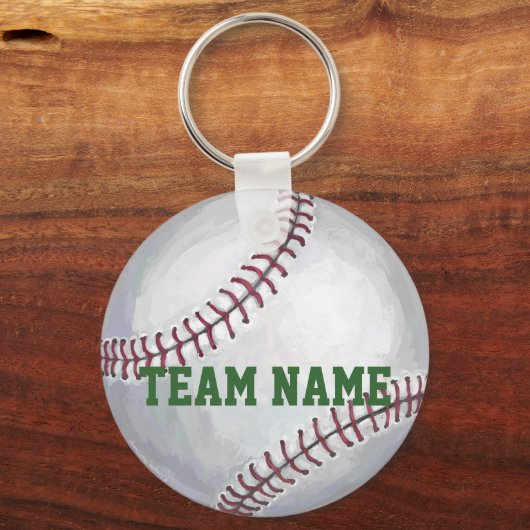 名称と番号の付いた野球 キーホルダー (正面)