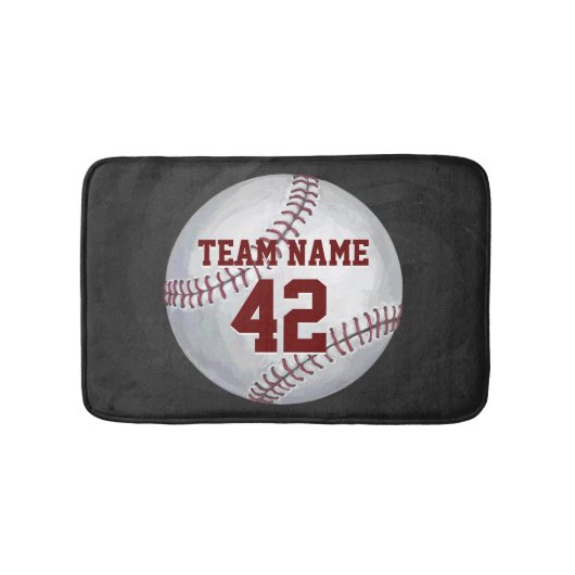名称と番号の付いた野球 バスマット (正面)