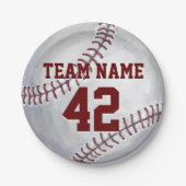 名称と番号の付いた野球 ペーパープレート (正面)