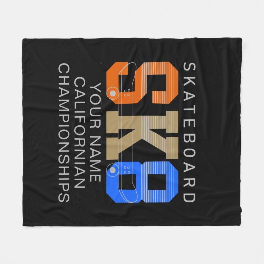 名称変更文字SK8スケートボード選手権大会の追加 フリースブランケット (正面(横))