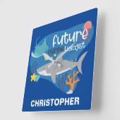 名称記号を持つ未来の海洋生物学者 スクエア壁時計 (傾斜)