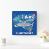 名称記号を持つ未来の海洋生物学者 スクエア壁時計 (ホーム)