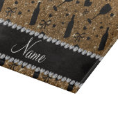 名称金ゴールドパーソナライズされたグリッターワイングラスボトル カッティングボード (角)