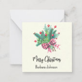 名称, ミニ 2.5インチ アイボリー メリークリスマス フラット ノートカード (正面)