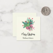 名称, ミニ 2.5インチ アイボリー メリークリスマス フラット ノートカード (正面/裏面インサイチュ)
