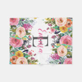 名称Monogram Waterパーソナライズされたカラーフローラ フリースブランケット (正面(横))