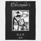 名素朴パーソナライズされた前ウェスタン男らしアート フリースブランケット (正面)