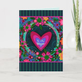 名結婚パーソナライズされたモダンハートストライプ カード (正面)