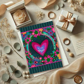 名結婚パーソナライズされたモダンハートストライプ カード