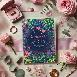 名結婚パーソナライズされたモダン紫エレガント カード