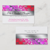 名結婚刺ダマスクフローラシルバーピンクレ 名刺 (正面/裏面)
