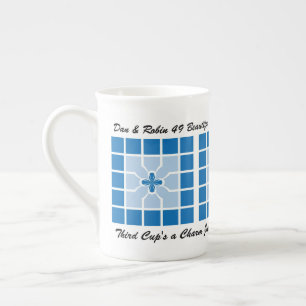 名結婚前がBoneのAnniversy Blue Geometric ボーンチャイナマグカップ