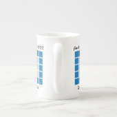 名結婚前付きの記念青い幾何学 ボーンチャイナマグカップ (裏面)