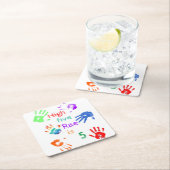 名絵を描前の誕生日をパーソナライズされた印刷 スクエアペーパーコースター (インサイチュ)