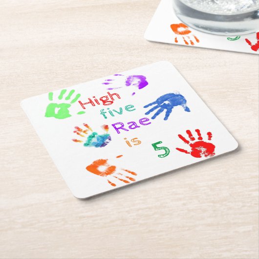 名絵を描前の誕生日をパーソナライズされた印刷 スクエアペーパーコースター (アングル)