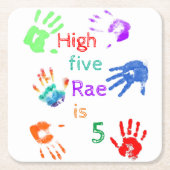 名絵を描前の誕生日をパーソナライズされた印刷 スクエアペーパーコースター (正面)