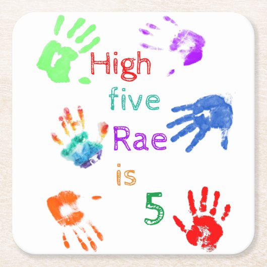 名絵を描前の誕生日をパーソナライズされた印刷 スクエアペーパーコースター (正面)