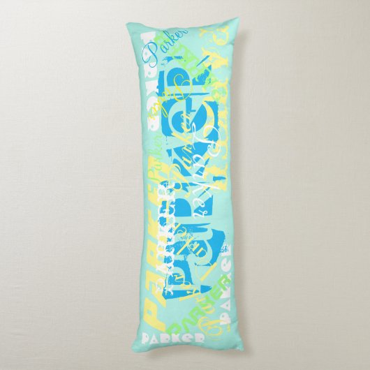 名義変更の抱き枕の名前のコラージュの柔らかいパステル ボディピロー (裏面 (縦))