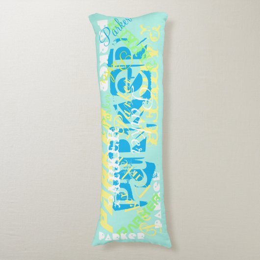 名義変更の抱き枕の名前のコラージュの柔らかいパステル ボディピロー (正面縦)