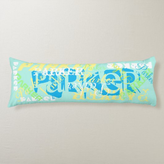 名義変更の抱き枕の名前のコラージュの柔らかいパステル ボディピロー (正面)