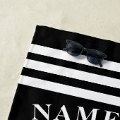 名航海のパーソナライズされた前ブラックいかり(ロープ付き) ビーチタオル (インサイチュ)