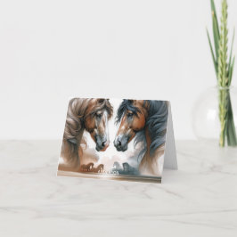 名茶色の美しい馬を折り畳んだ ノートカード