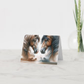 名茶色の美しい馬を折り畳んだ ノートカード (正面)