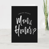 名誉ある人 |スクリプトスタイルカスタムの黒結婚の カード (正面)