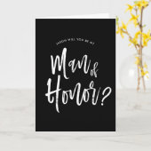 名誉ある人 |スクリプトスタイルカスタムの黒結婚の カード (黄色い花)